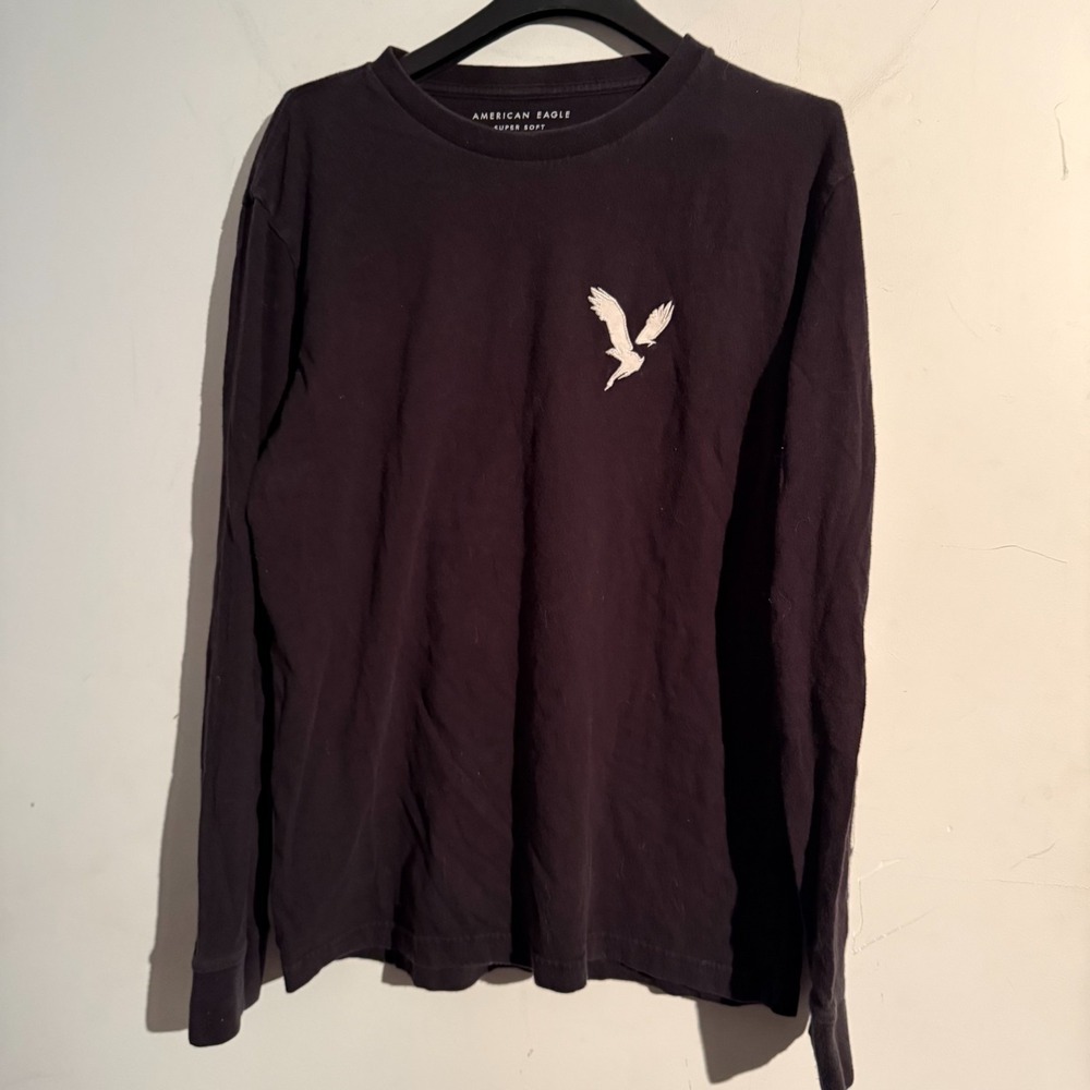 Y2K Vintage‎ American Eagle Shirt Men Small Supersoft Standard Fit Graphic Black